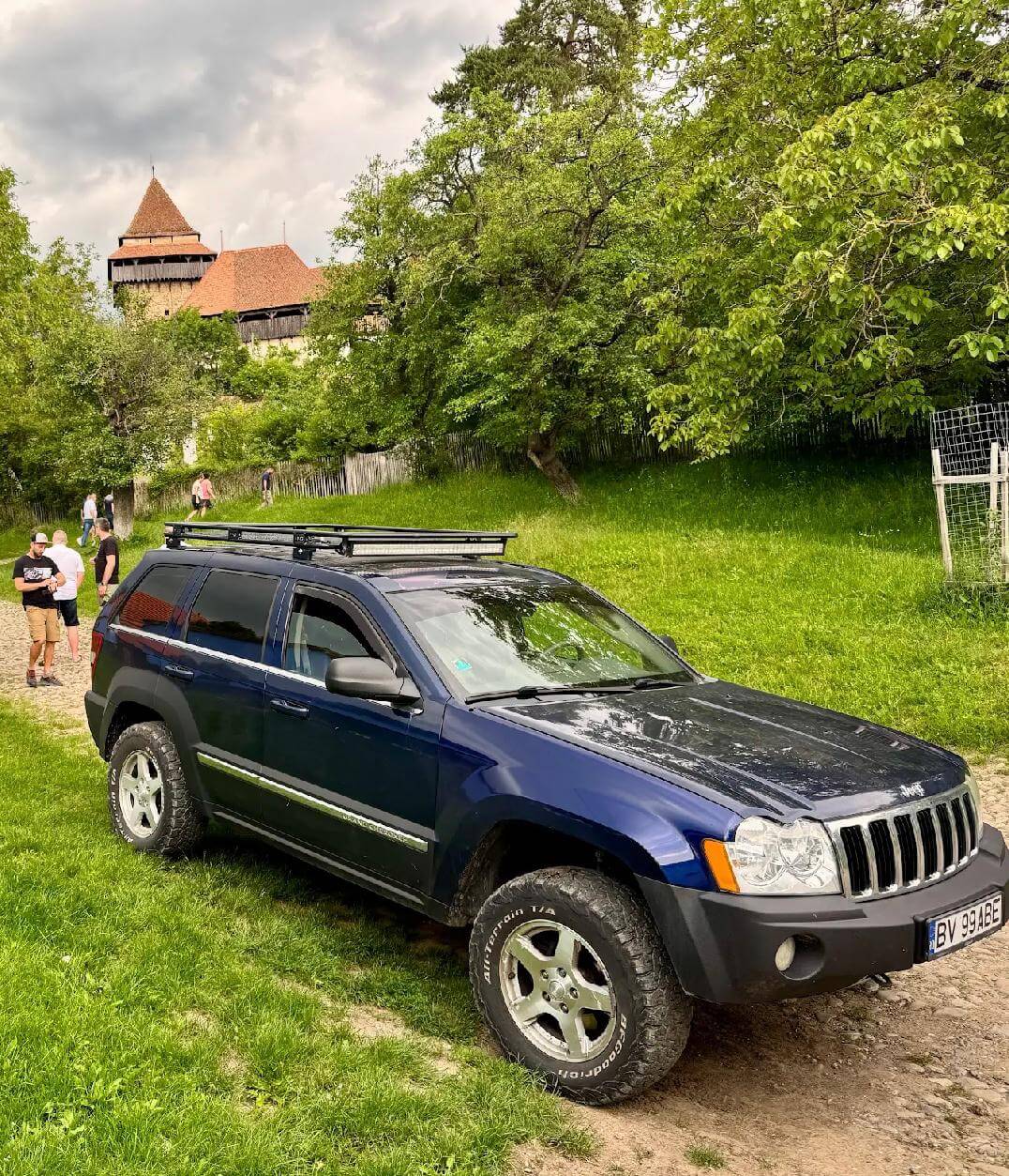 Jeep touring through Viscri village